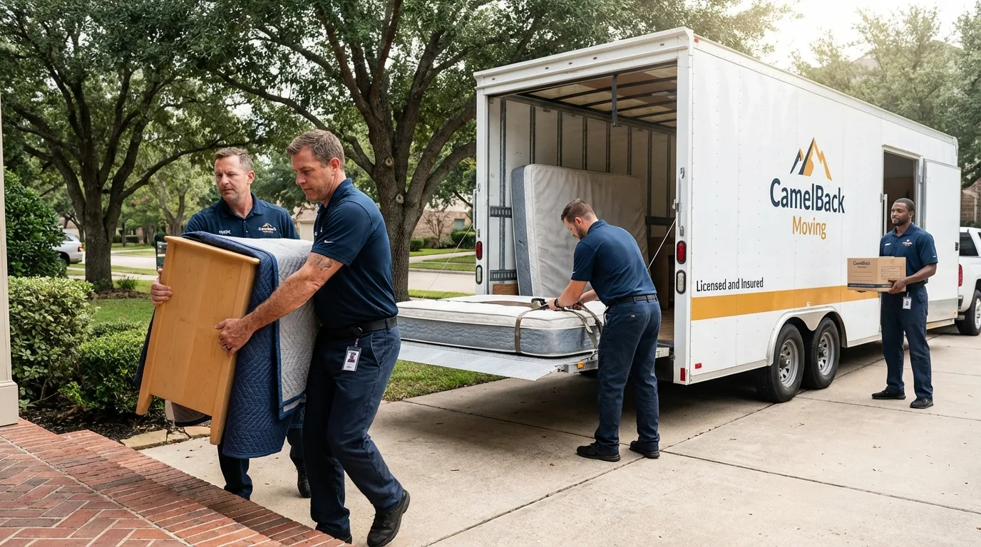 Crew loading residential truck for cross-state move from Ashfield, MA